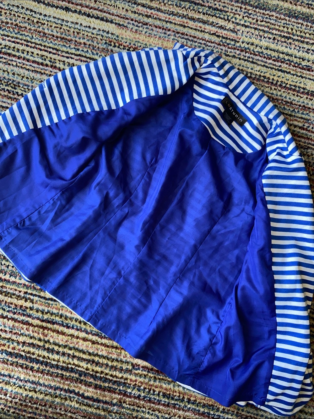 LM STUDIO Blue & White Striped Knit Jacket - Picture 9 of 12